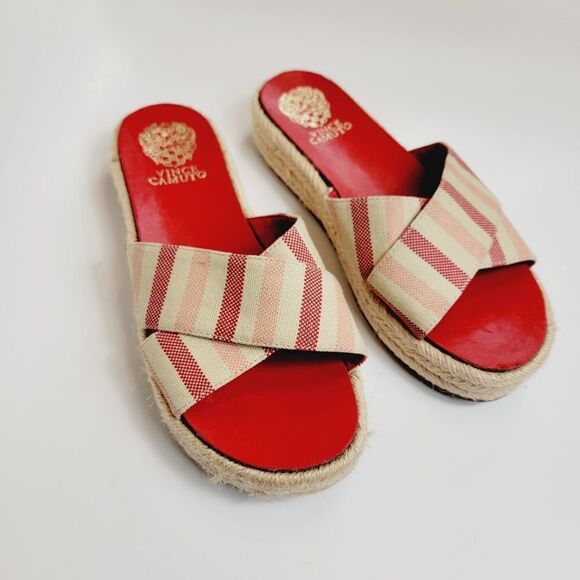 Vince Camuto Carran Linen Stripe Platform Sandal Size 7.5 - Picture 2 of 11